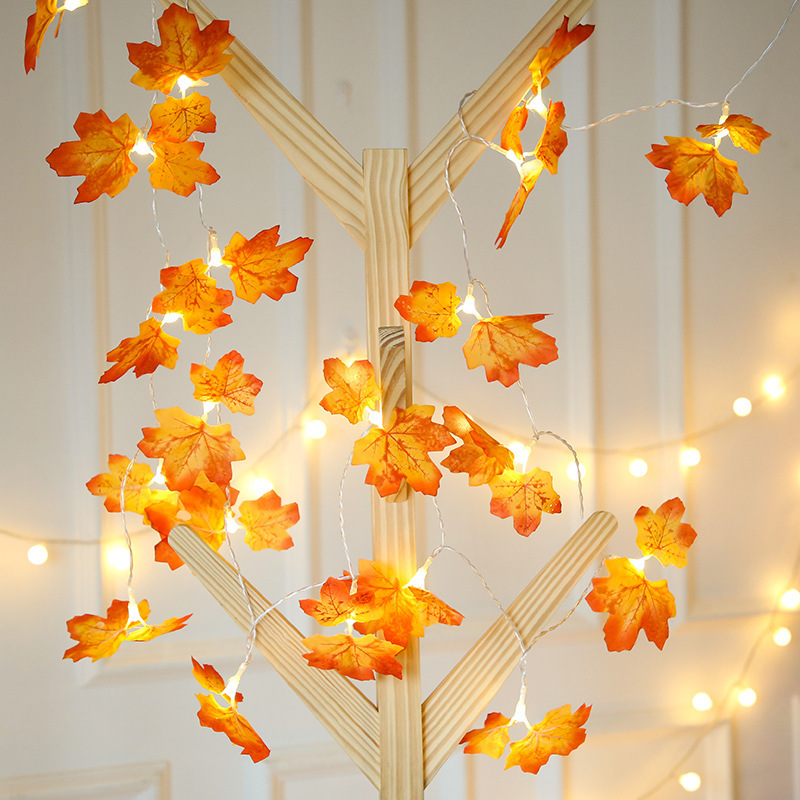 Cross-border led maple leaf color lights, flashing lights, string lights, starry sky, holiday Christmas room decoration, battery USB star lights pic 23