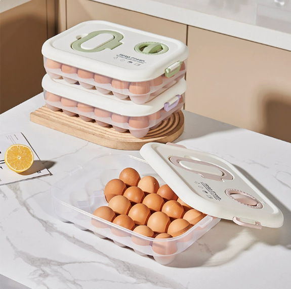 Egg box, dumpling box, large-capacity portable multi-functional egg box, refrigerator preservation box, kitchen organizing egg box pic 3