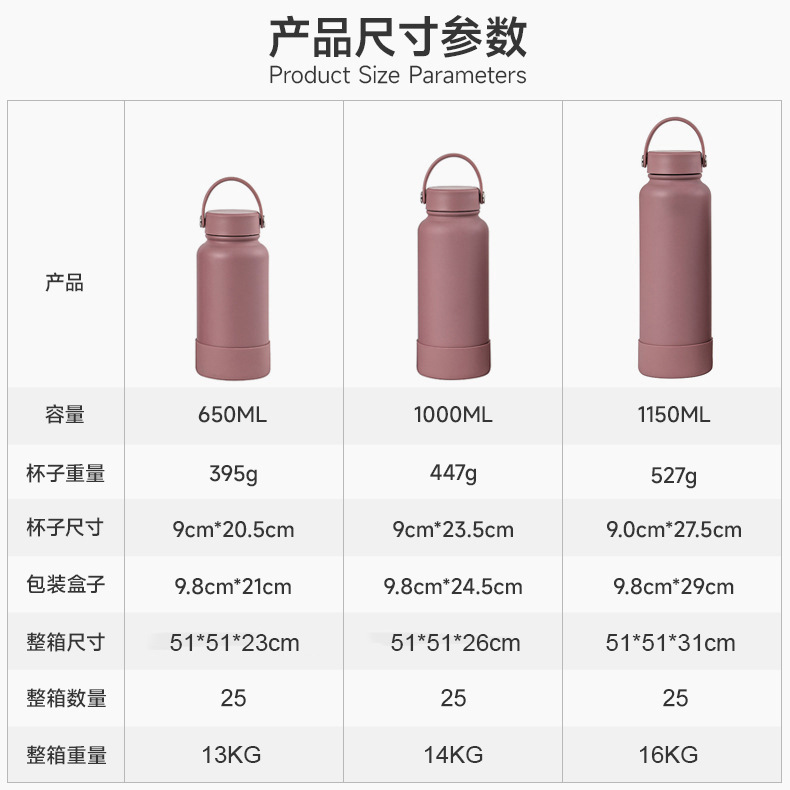 Simple cross-border 304 stainless steel insulated cup with handle, portable large-capacity space pot, outdoor sports water cup pic 1