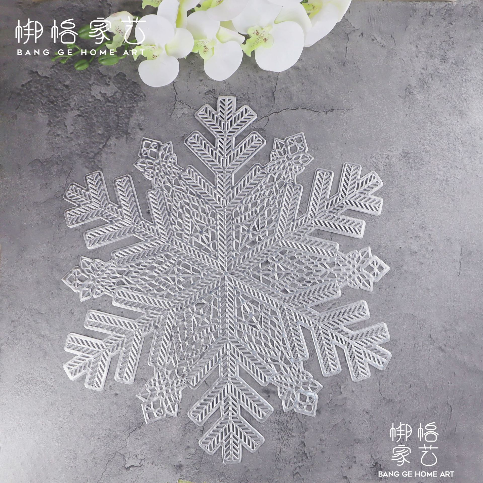 雪花PVC餐桌垫西餐垫隔热垫厨房垫子圣诞节主题烫金缕空餐桌垫详情16