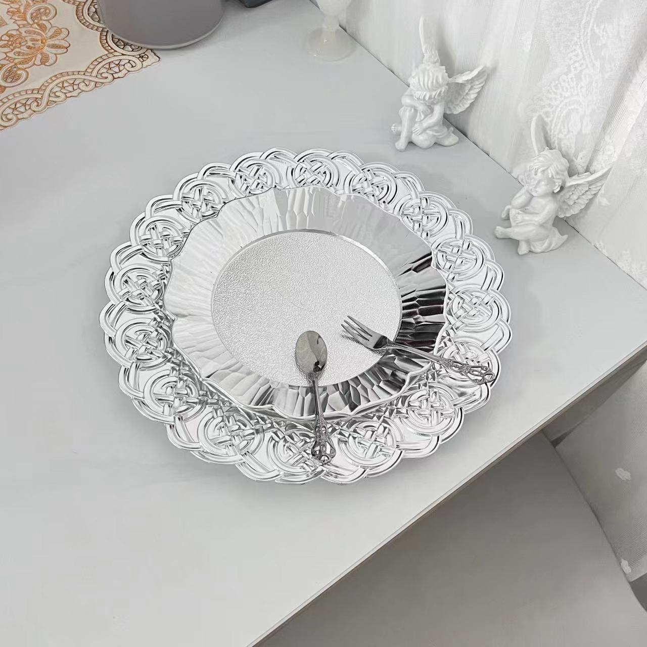 果盘批发盘子高颜值礼品送客户新品托盘点心盘拍照浮雕圆形餐垫详情1