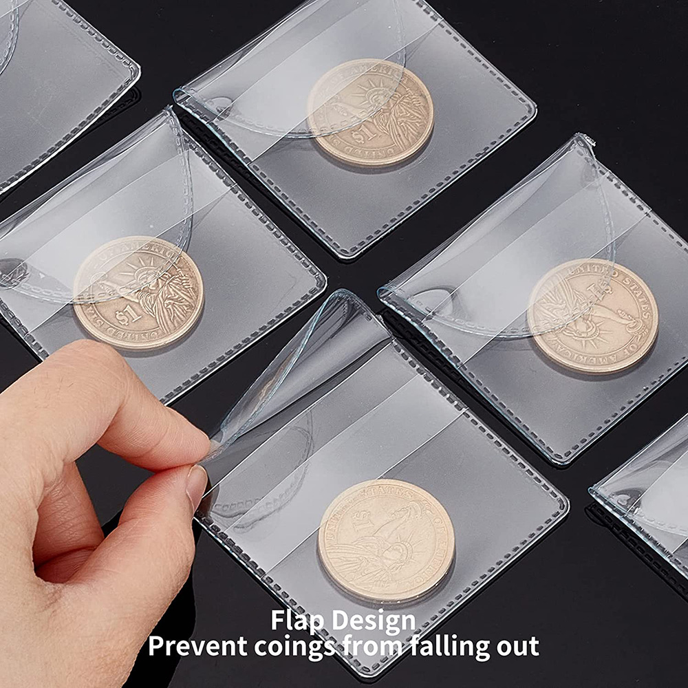 Commemorative coin collection bag, transparent PVC badge bag, transparent coin storage bag pic 1