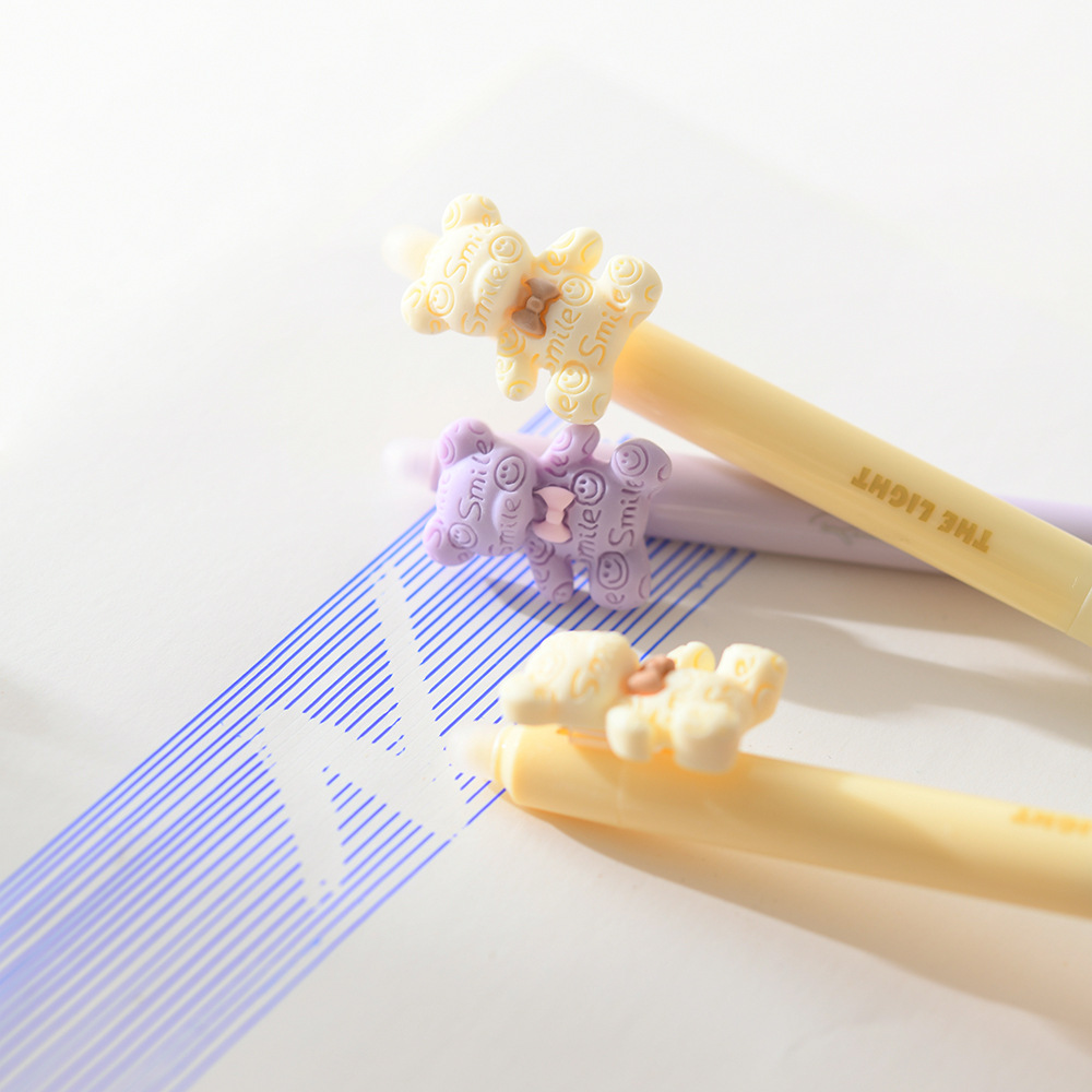 Chenxi Egg Treasure Party Bear Press Erasable Pen 1+2 Set Blue Pen core ST Pen Tip 0.5mm smooth writing pic 27