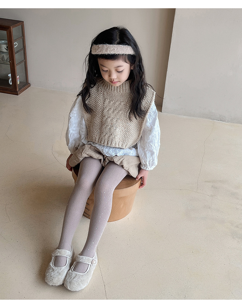 春秋新款外贸爆款闪钻星空柔棉连裤袜细竖条高弹中小女童紧身裤袜详情3