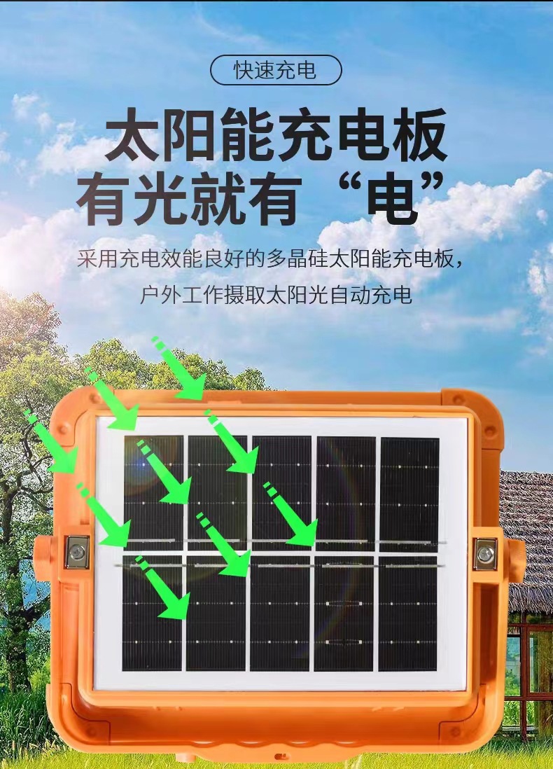 跨境太阳能手提投光灯便携式充电一体小黄灯户外露营摆摊手提吊灯详情9