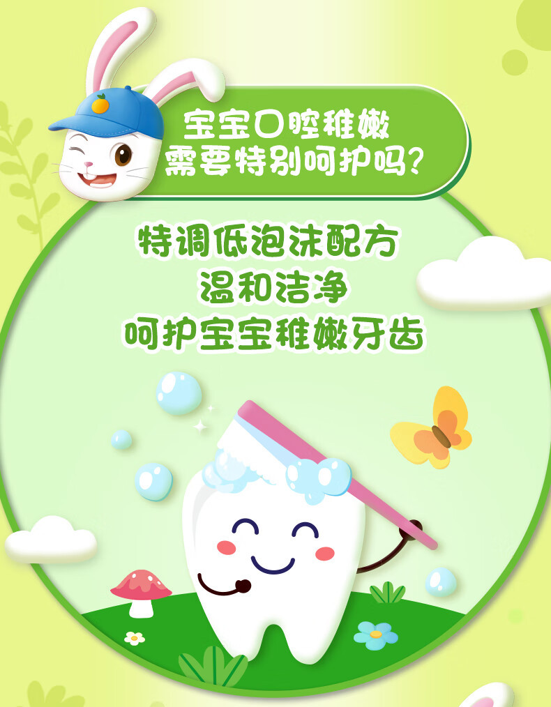 好来原黑人宝贝兔儿童牙膏40g四种口味可选含钙含氟防蛀代发批发详情6