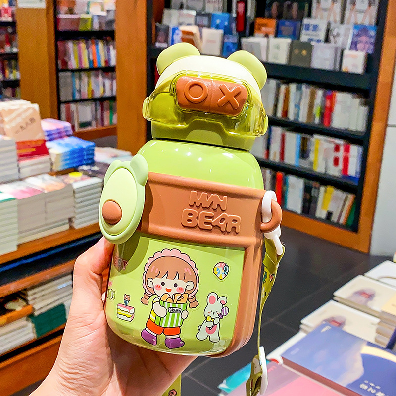 大容量316不锈钢保温杯可爱卡通大肚杯带提绳便携带吸管儿童杯子详情12