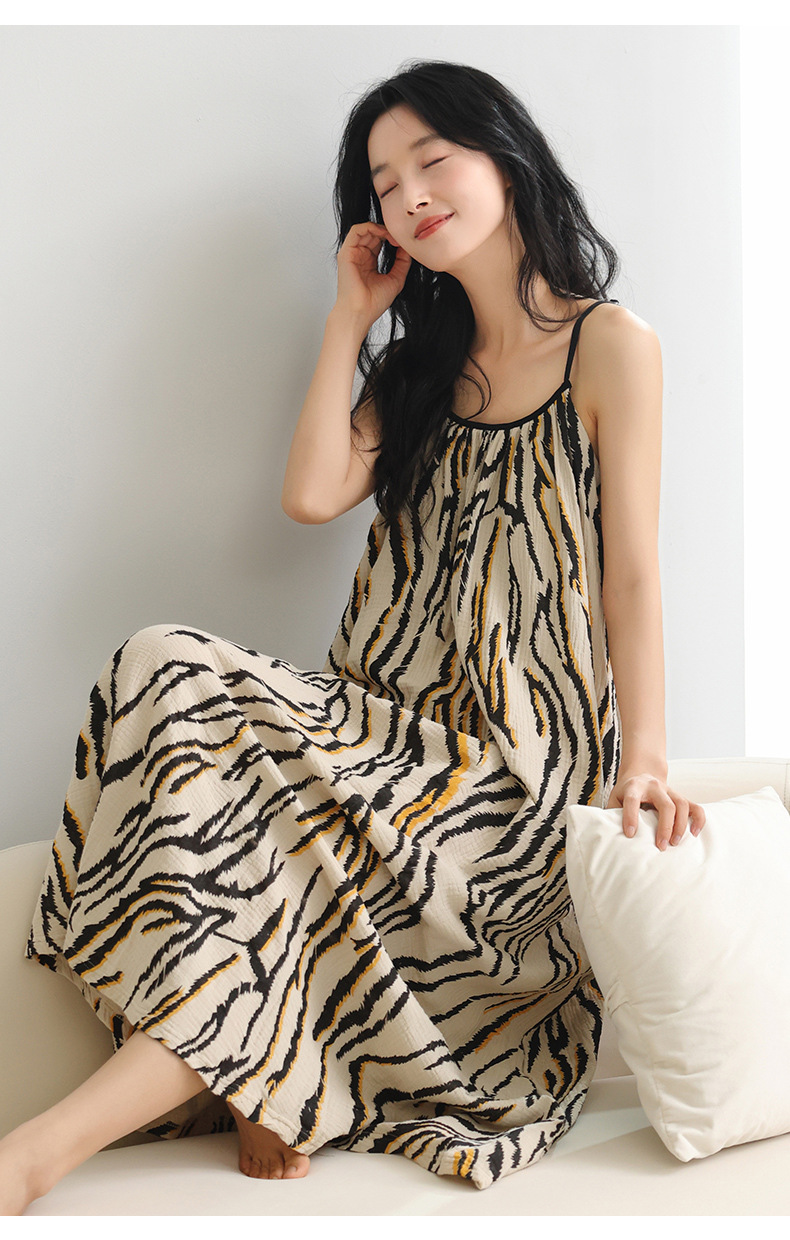 Summer vest dress, pure cotton gauze, cotton with chest pads, strappy nightgown, feminine look, can be worn as pajamas or home wear pic 19