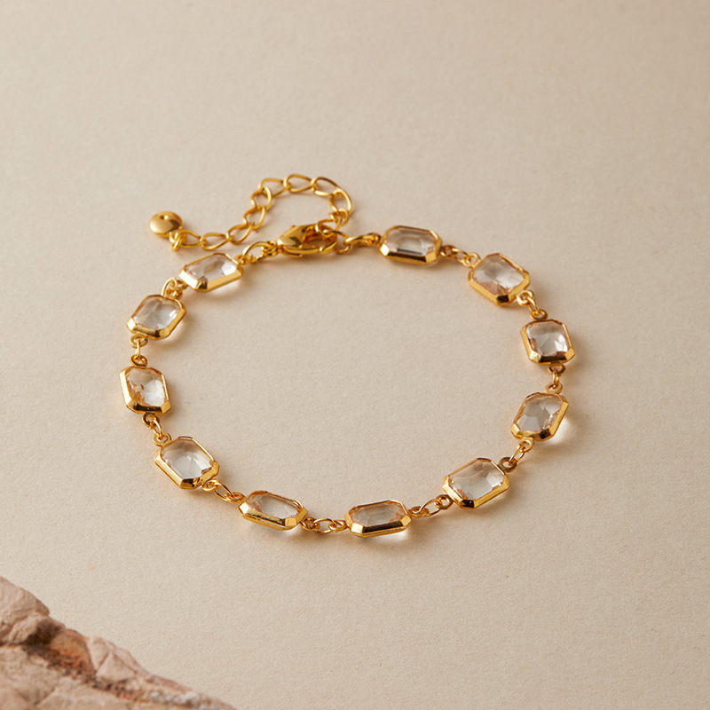 多巴胺手链跨境爱心设计小众几何水滴方形玻璃钻度假风小清新手饰详情30