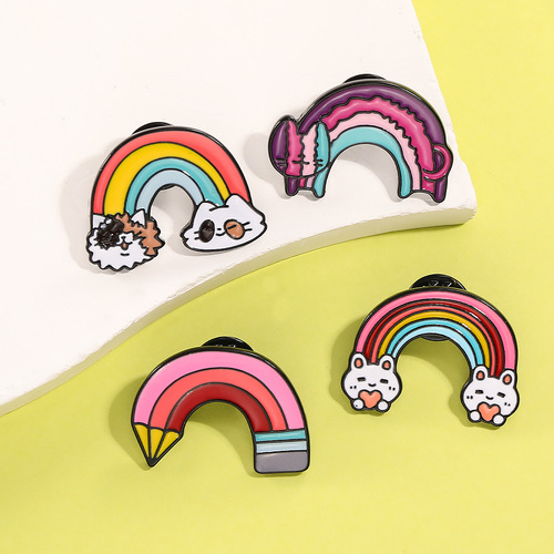 欧美时尚新品白猫乐器卡通胸针百搭创意小动物衣饰蝴蝶扣金属徽章详情8