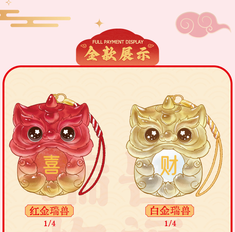 Wholesale of auspicious beast blessing energy pendant blind box, cartoon cute lion dance backpack decoration accessories, car and vehicle pendant pic 2