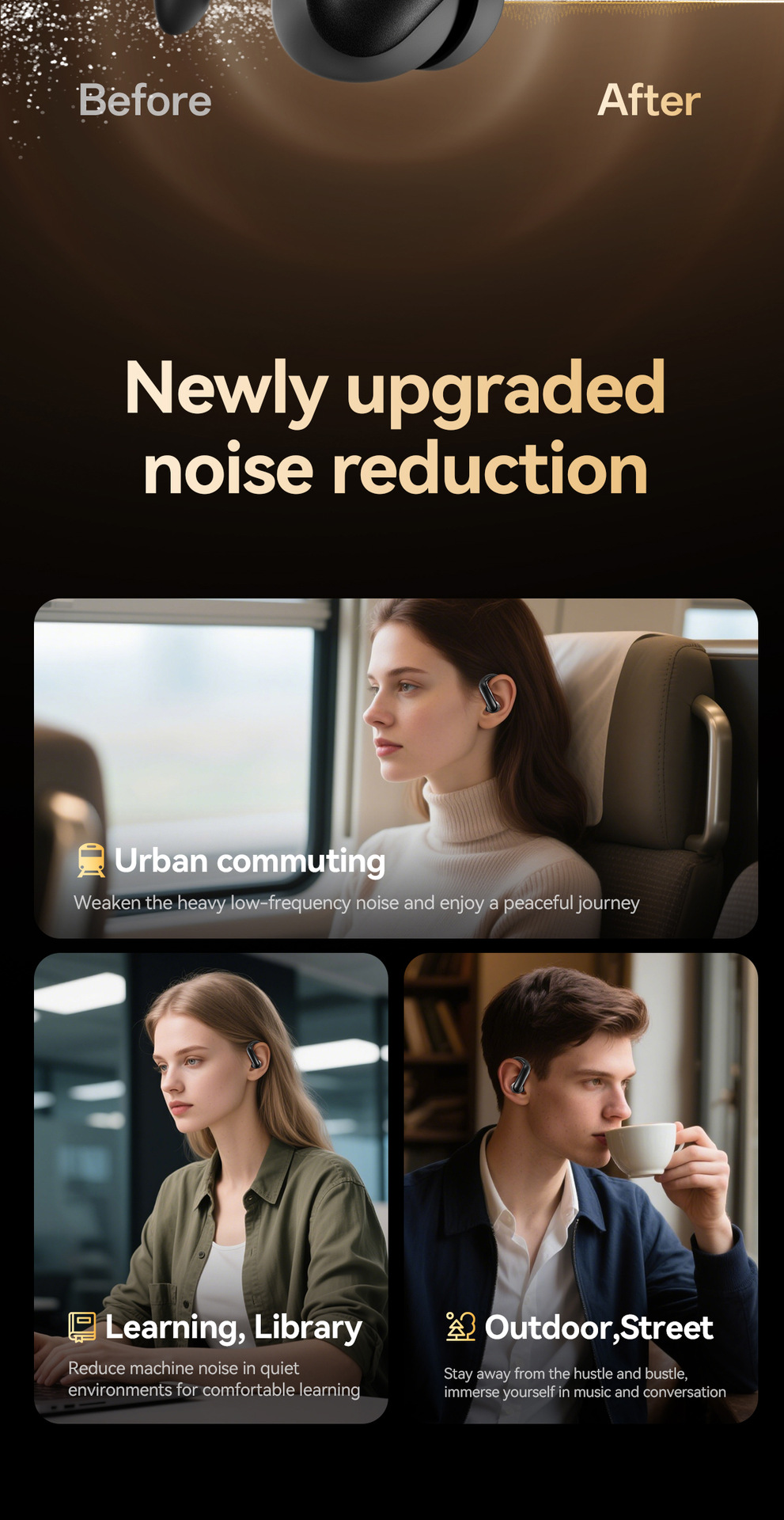 New smart cross-border model M145 ear-hanging OWS in-ear open Bluetooth headphones with digital display and private mold noise reduction pic 10