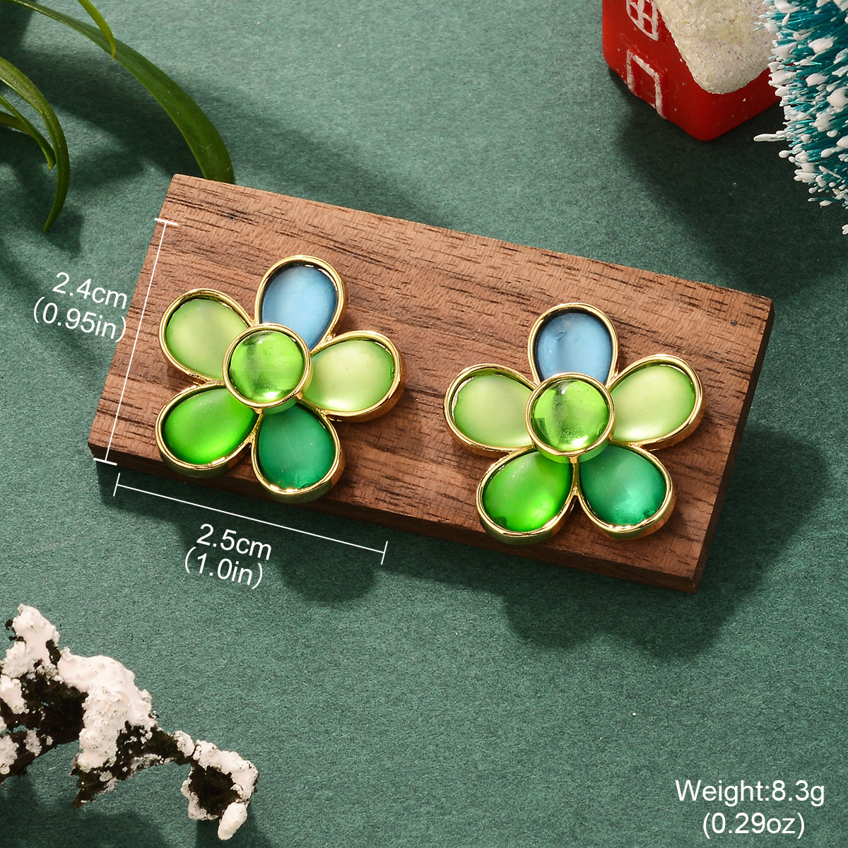 欧美ins樱桃耳环圣诞节设计感镶锆石绿色新年高级感复古甜美耳饰详情23