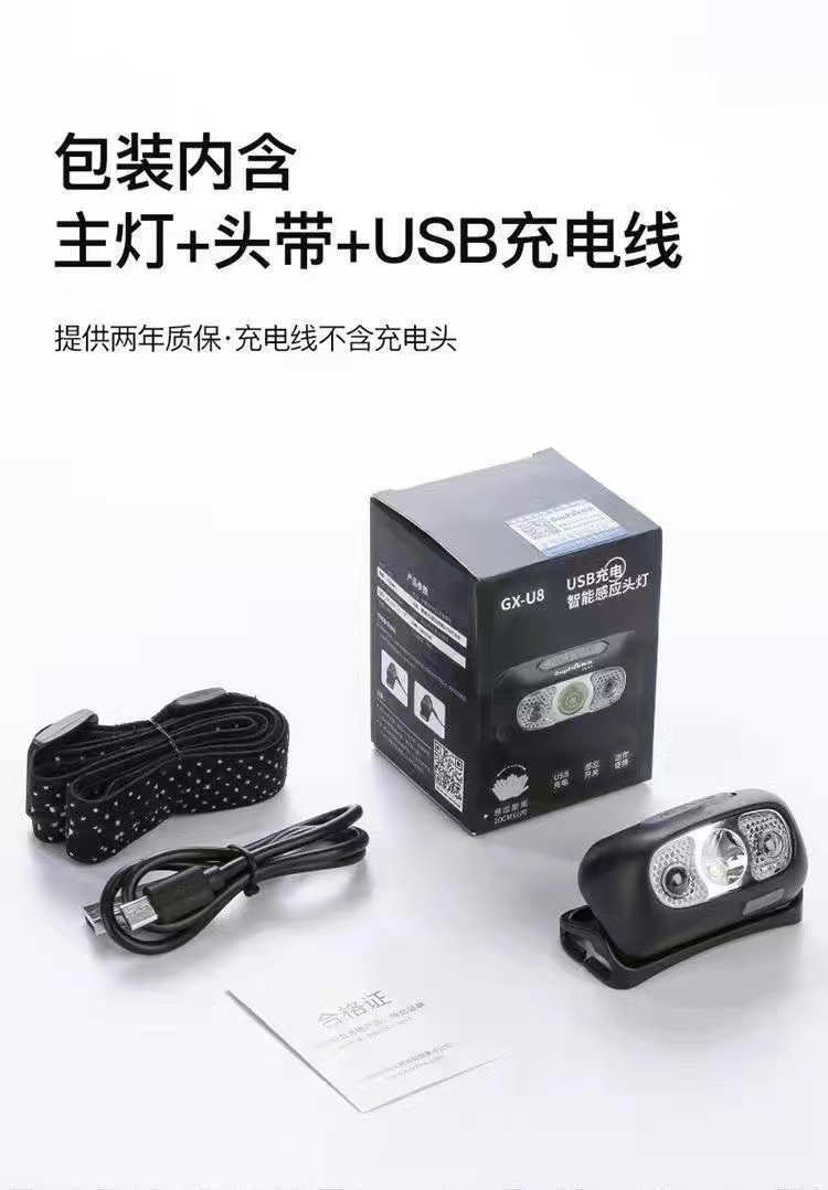 Rechargeable sensor headlamp, ultra-long battery life, intelligent LED night fishing, portable strong light night running headlamp, outdoor pic 11
