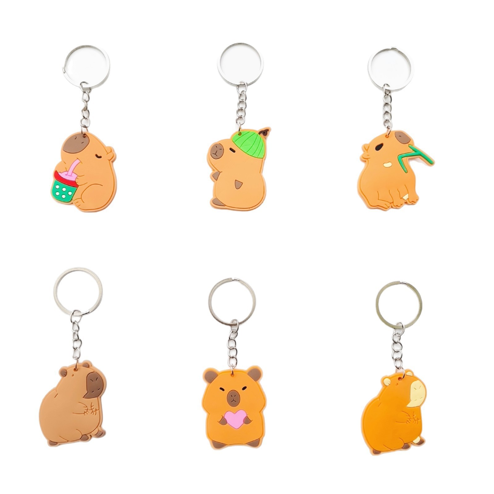 新款可爱卡通水豚PVC软胶钥匙扣卡皮巴拉钥匙扣洞洞鞋扣鞋花饰品详情2