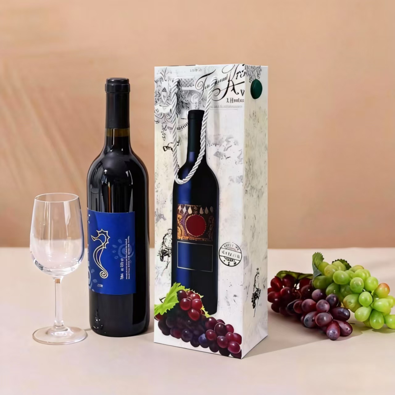 High-end red wine packaging gift bags, single bottle red wine hand-held paper bags are selling well across borders pic 7