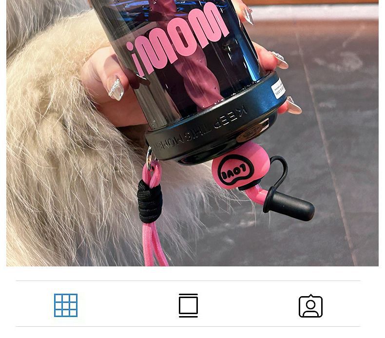KT猫新款塑料吸管杯手动搅拌杯便携吸管杯可爱创意简约少女心水杯详情6