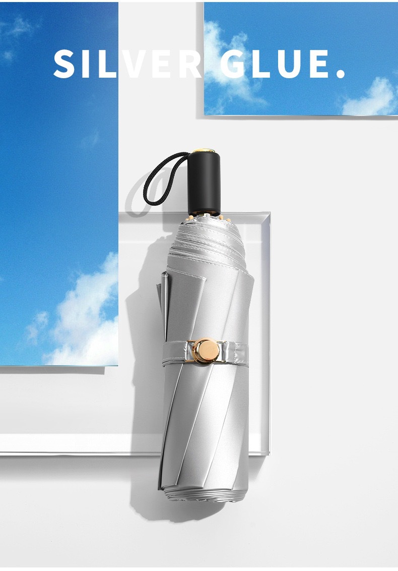 双层太阳伞 UPF50+钛银防晒遮阳伞 零透光黑胶三折太阳伞防紫外线详情1