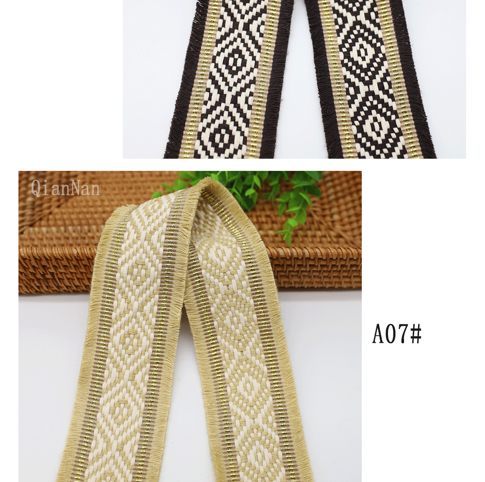 Factory direct supply of 60mm wide fringed tassel ethnic style jacquard webbing for luggage straps, clothing, shoes and hats, and decorative accessories pic 11