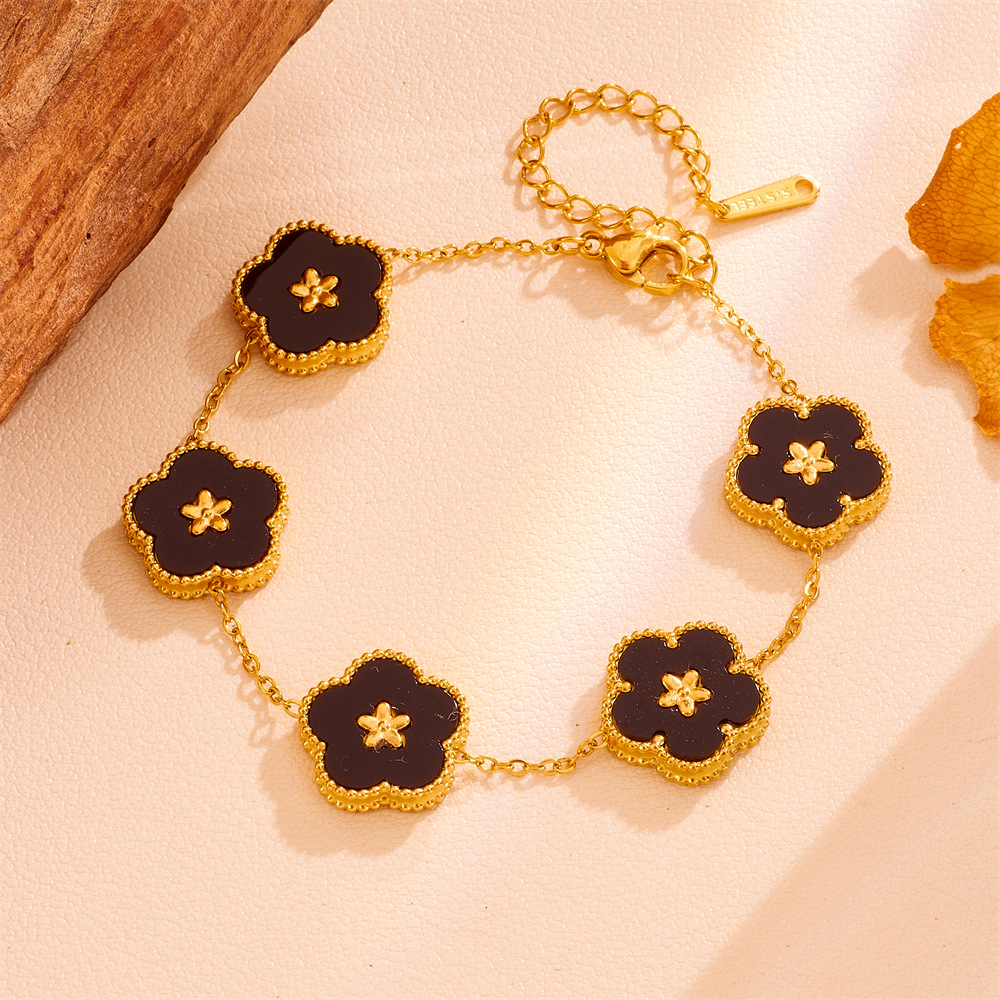 跨境款不锈钢五叶草项链 18k金简约ins钛钢不掉色梅花项链饰品女详情10