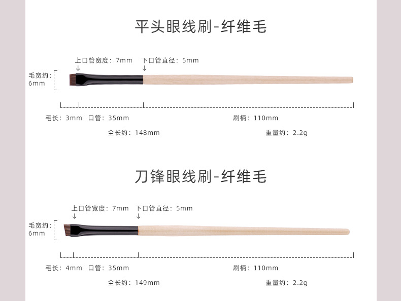 新款超薄刀锋刷眼睑下至镰刀眼线刷眼影细节卧蚕平头眉刷化妆刷详情11