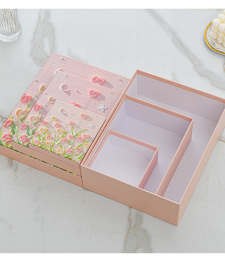 清新油画礼品盒文创礼盒生日礼物盒学生礼物包装盒伴手礼空盒现货详情9