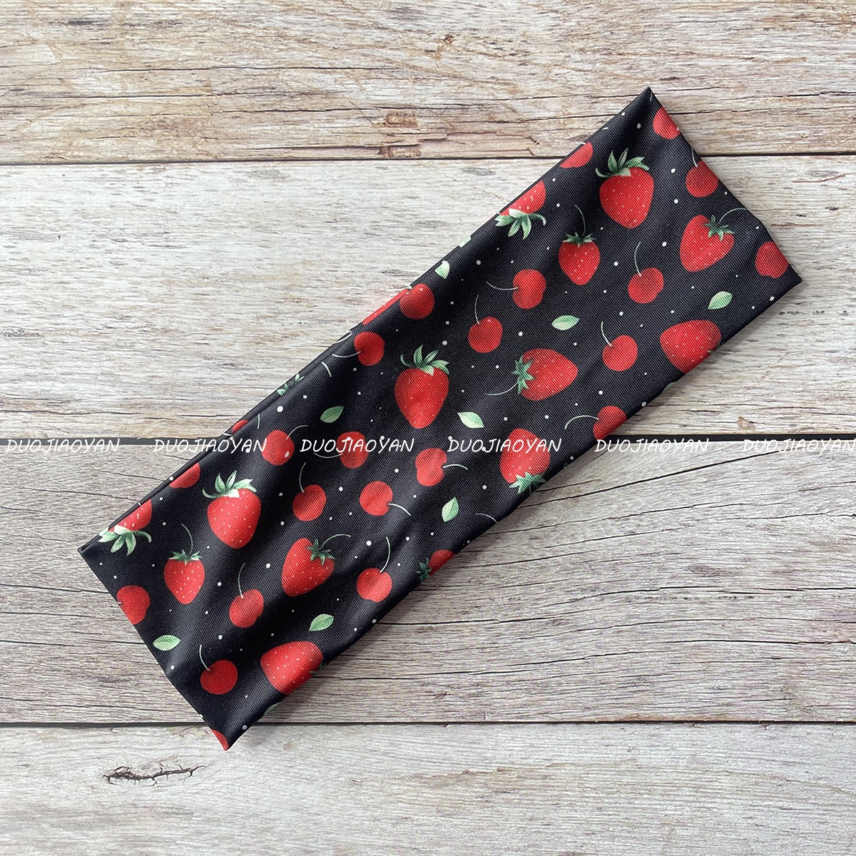 The new cherry-printed hair band from Europe and America is fashionable, sweet and cool. It features a fruit-patterned hair accessory with wide edges and a flat elastic band for women pic 14