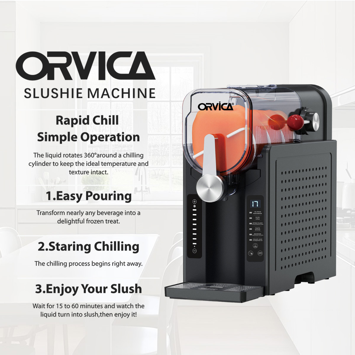 ORVICA ice maker, household ice cream Machine, fully automatic beverage smoothie machine, snow melting machine, Slushy Machine pic 5