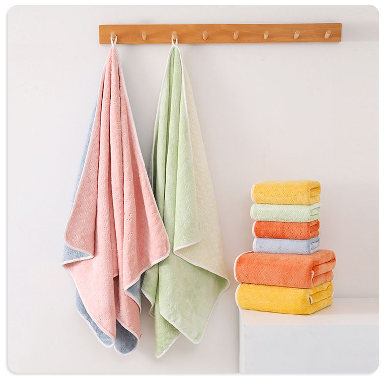 Wholesale coral fleece double-sided dual-color towel blanket, household skin-friendly soft thickened absorbent towel and bath towel from the manufacturer pic 15