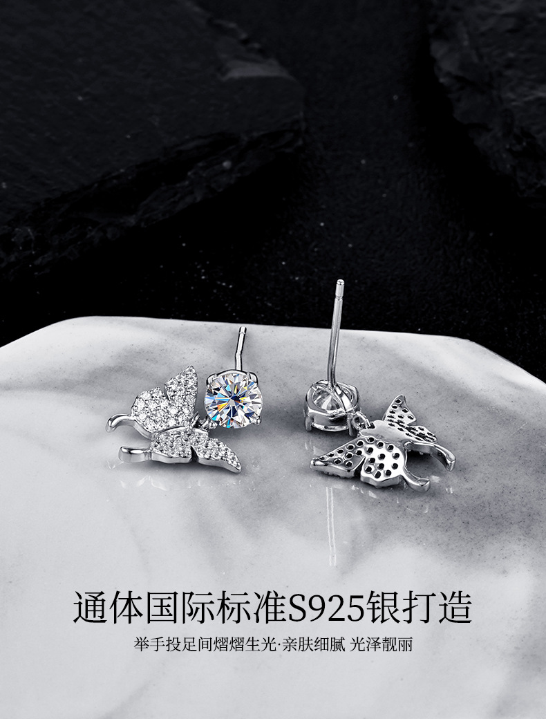 Zhuoheng selects Four-leaf clover ear studs for women, 925 sterling silver electroplated rose gold, niche high-end design, trendy earrings, 2026 new style pic 8