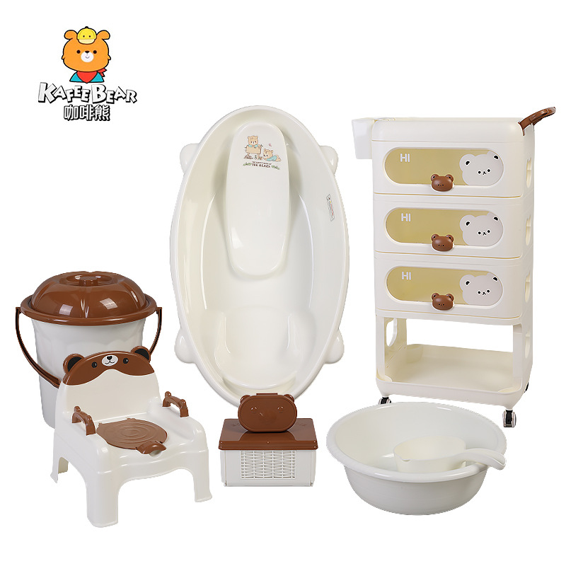 Baby bathtub, cartoon mother and baby gift, thickened bath bed, newborn plastic bath set, storage cabinet, baby pic 12