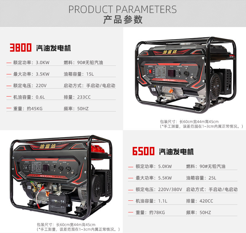 发电机组小型户外便携3KW5KW6KW8千瓦大功率家用发电机组220V详情9