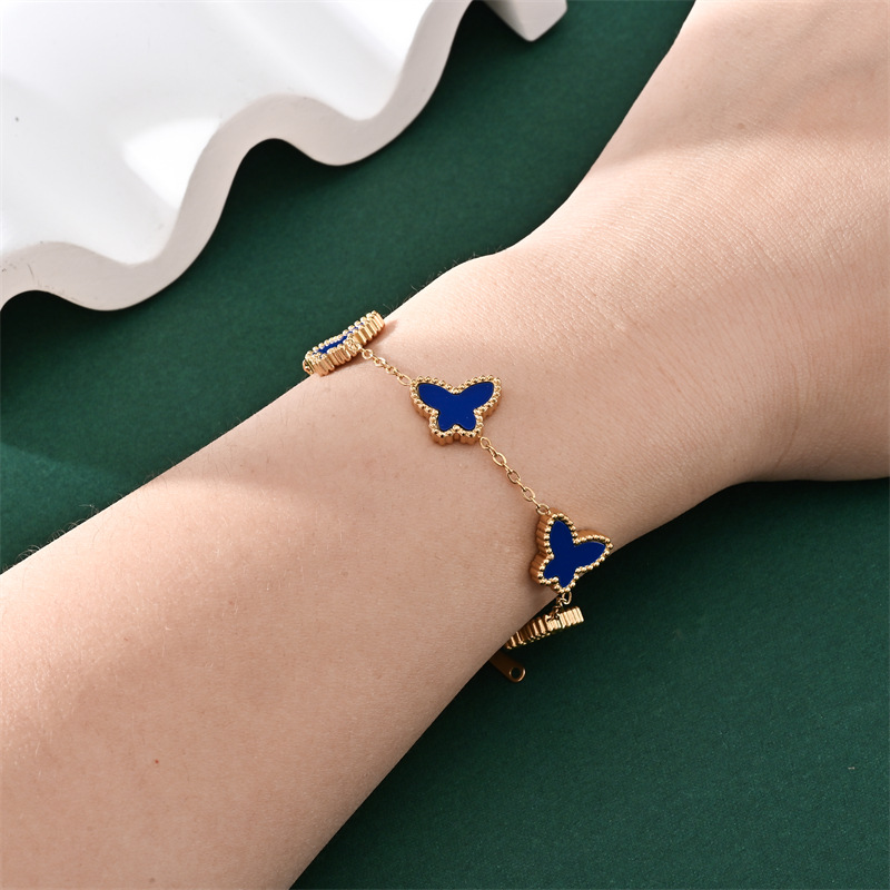 跨境时尚热销蝴蝶贝手链不锈钢简约脚链网红小众设计感饰品厂批发详情6