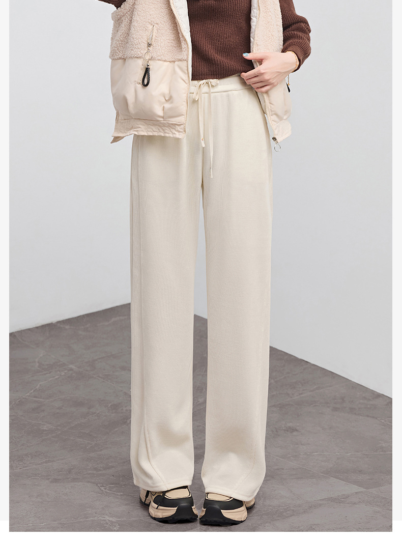 欧棉绒窄版阔腿裤女秋冬2025新款休闲高腰显宽松瘦垂感款式直筒裤详情7