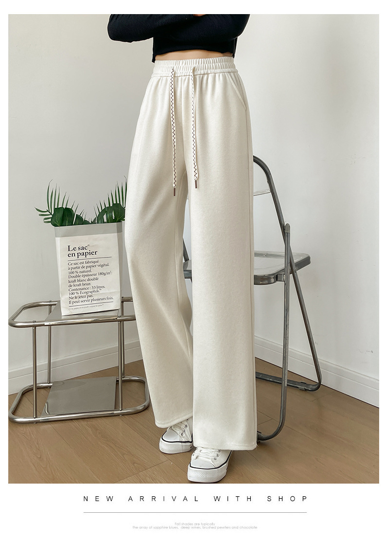 秋季窄版垂感阔腿裤2025宽松休闲冰丝运动裤黑白色裤子新款女详情26