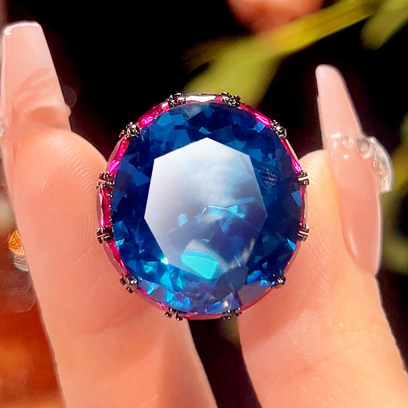 2025新款庄生生珠宝铜底镀金仿真干枯玫瑰轻奢豪镶古戒指石18*20详情6