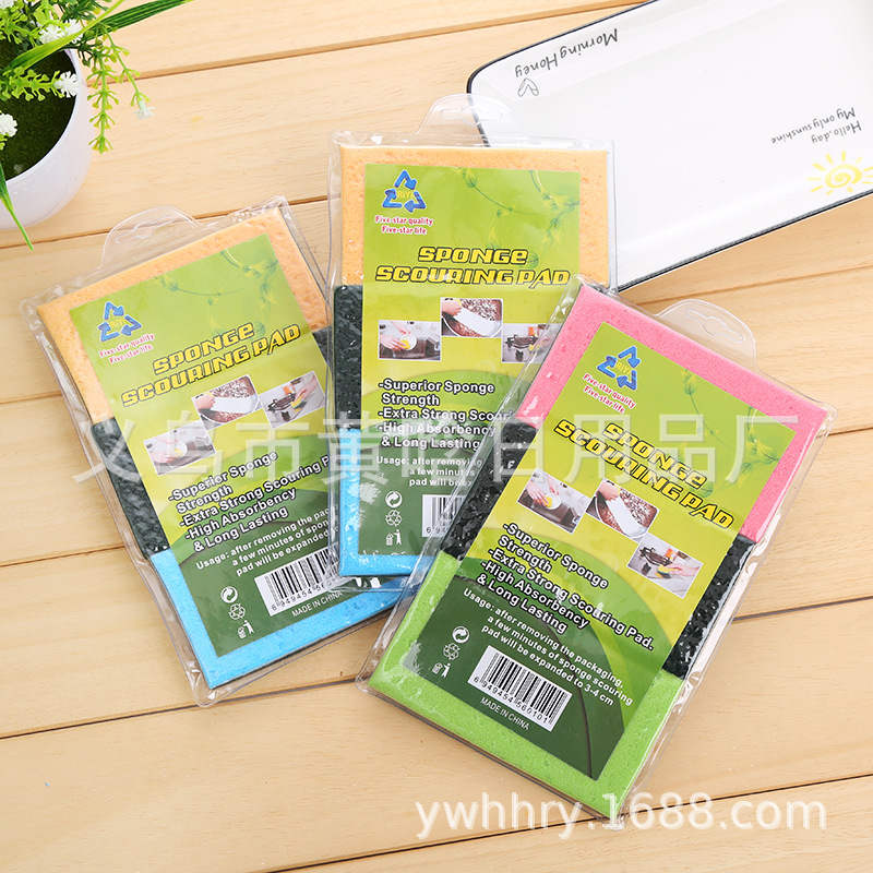 【 Chi Jia 】 Kitchen compressed sponge cleaning block, use sponge to scrub POTS and dishes, scrub scrub pad, composite sponge cleaning pic 1