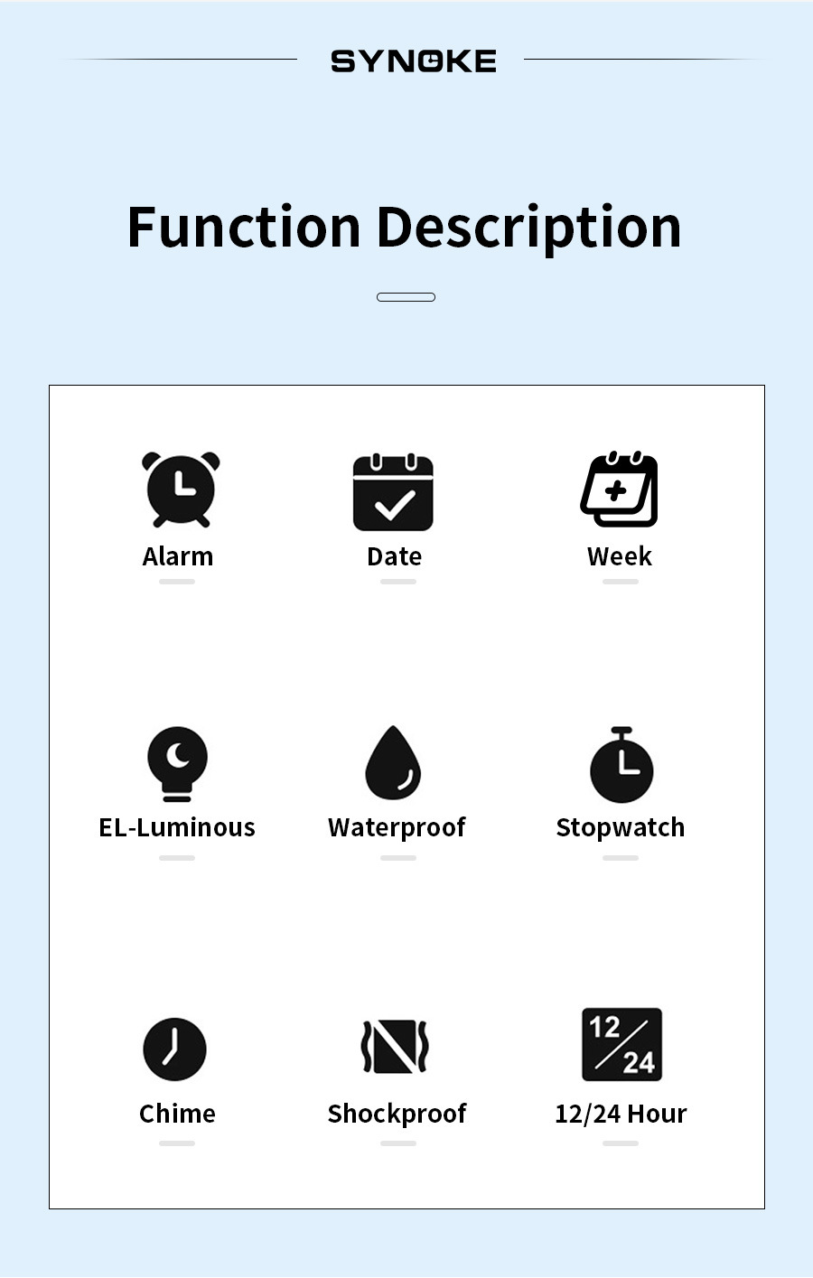 厂货SYNOKE轻薄方形经典学生手表电子表夜光防水运动男士小方块手详情19