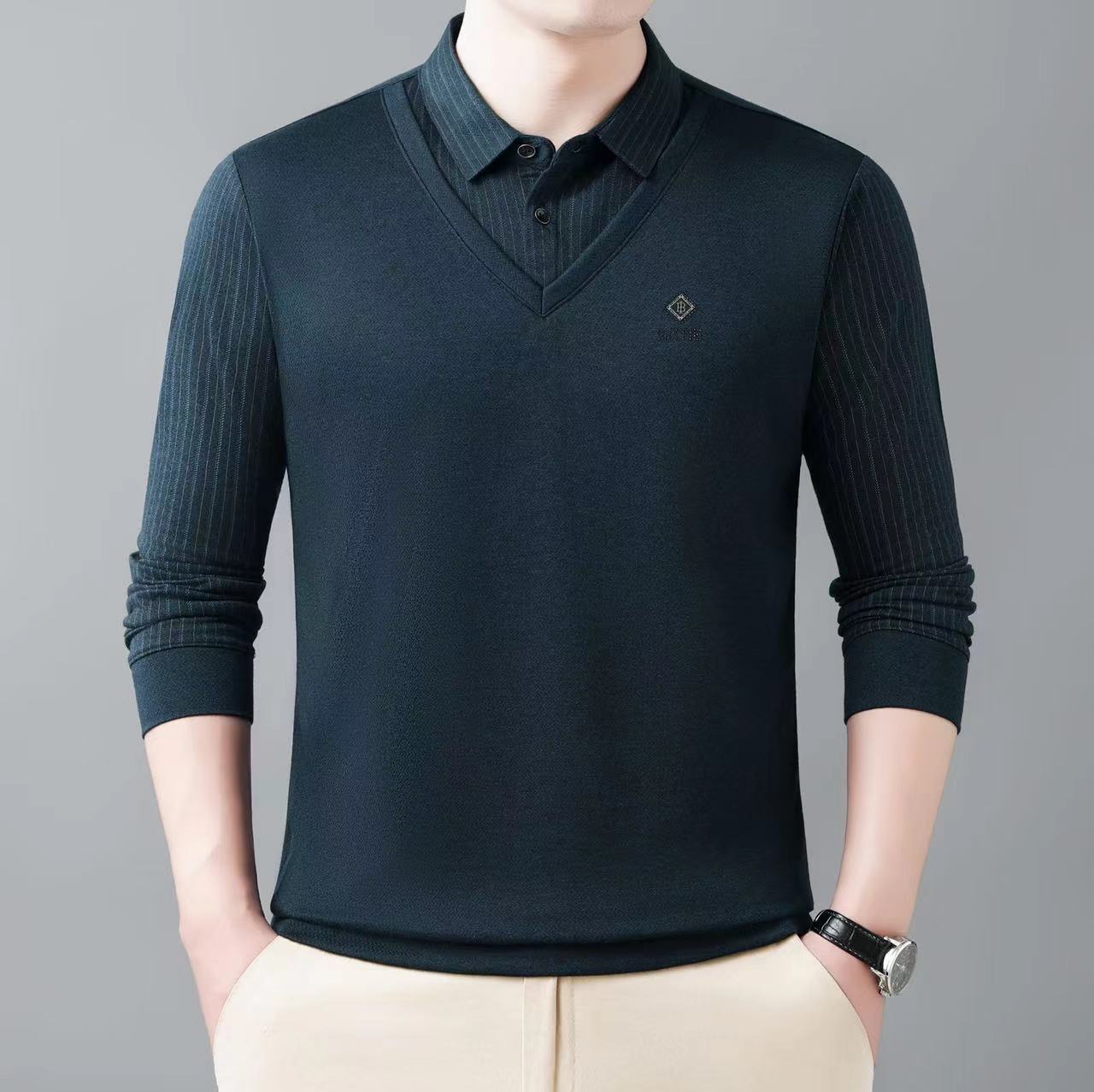 男式POLO衫秋季新款假两件长袖商务男装77705详情2