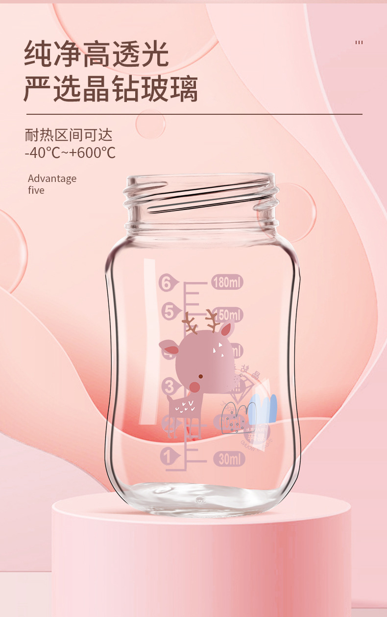 婴儿玻璃奶瓶带手柄吸管防呛防胀气防摔仿母乳奶瓶新生儿宝宝用详情9