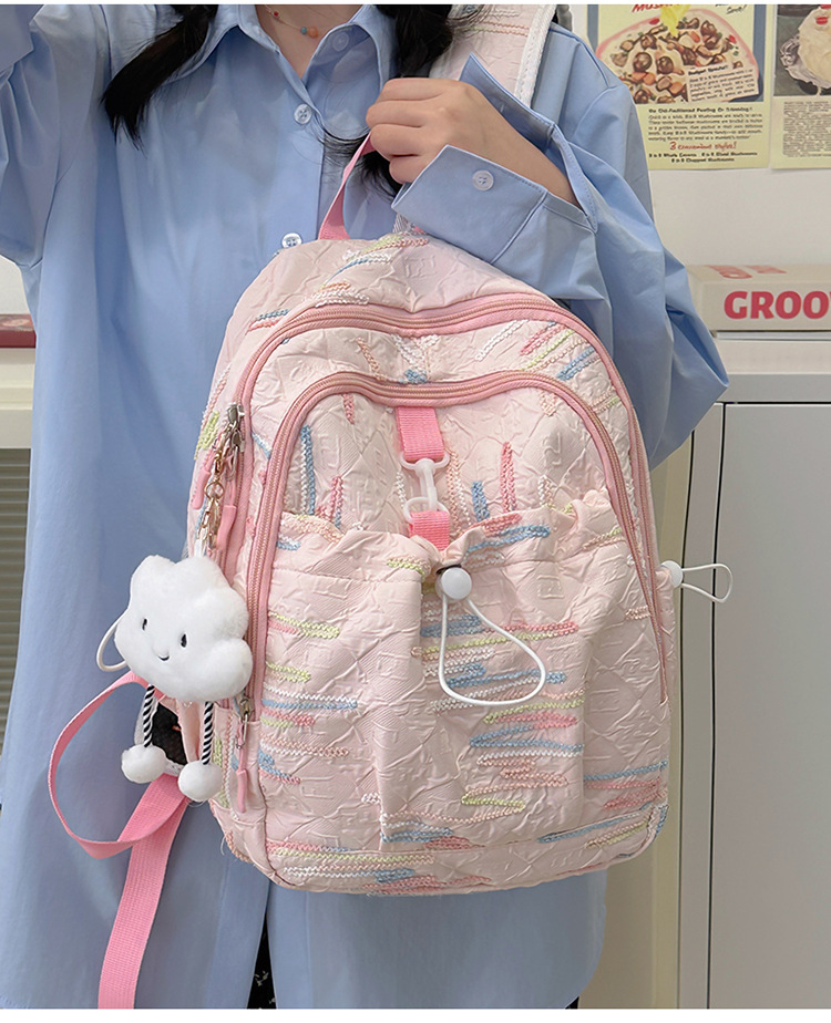 跨境风潮高颜值书包女小学生初高中生小众设计感简约百搭双肩背包详情8