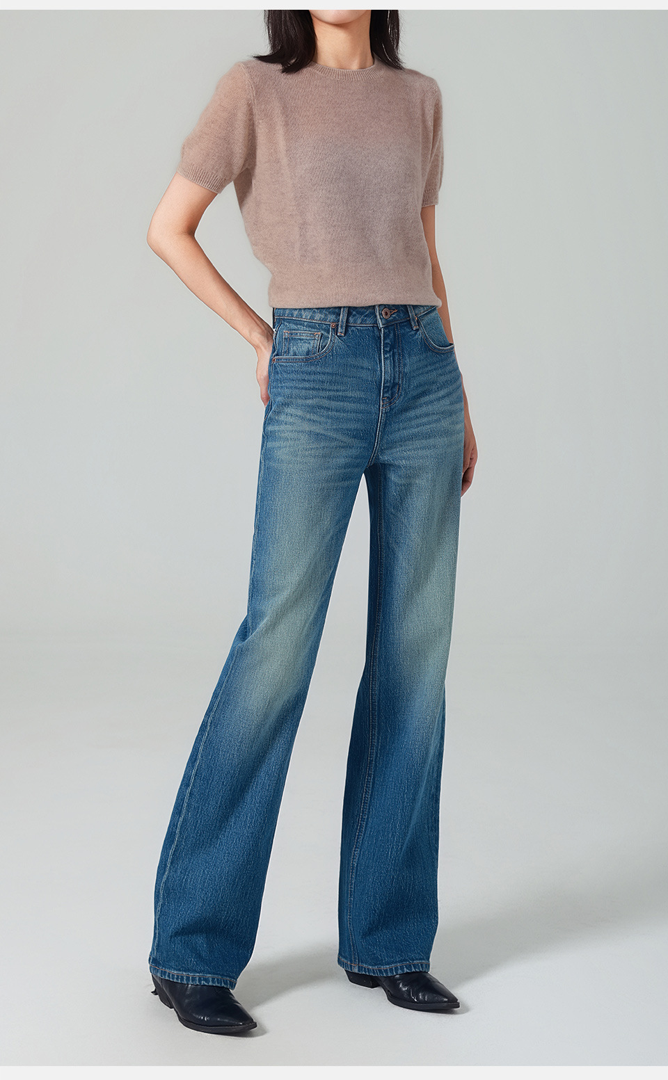 French fries pants/High-waisted Jeans for women, narrow straight-leg pants, elastic retro style, autumn/Winter 25, slimming and casual pic 24