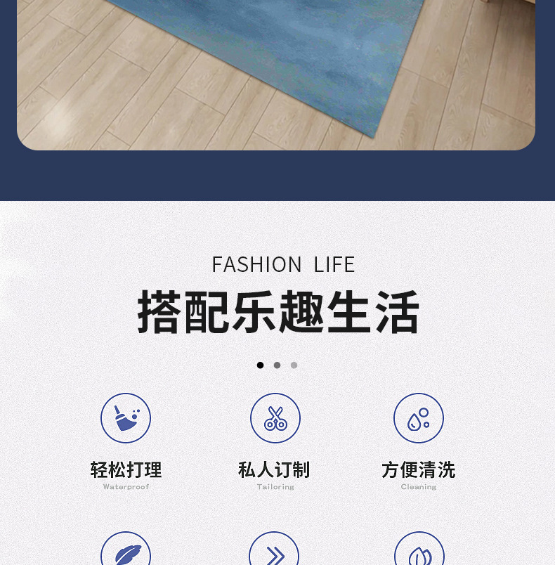 Cross-border consignment of washed carpets, indoor radiant abstract square floor MATS, printed coffee tables, living room and bedroom floor MATS pic 2