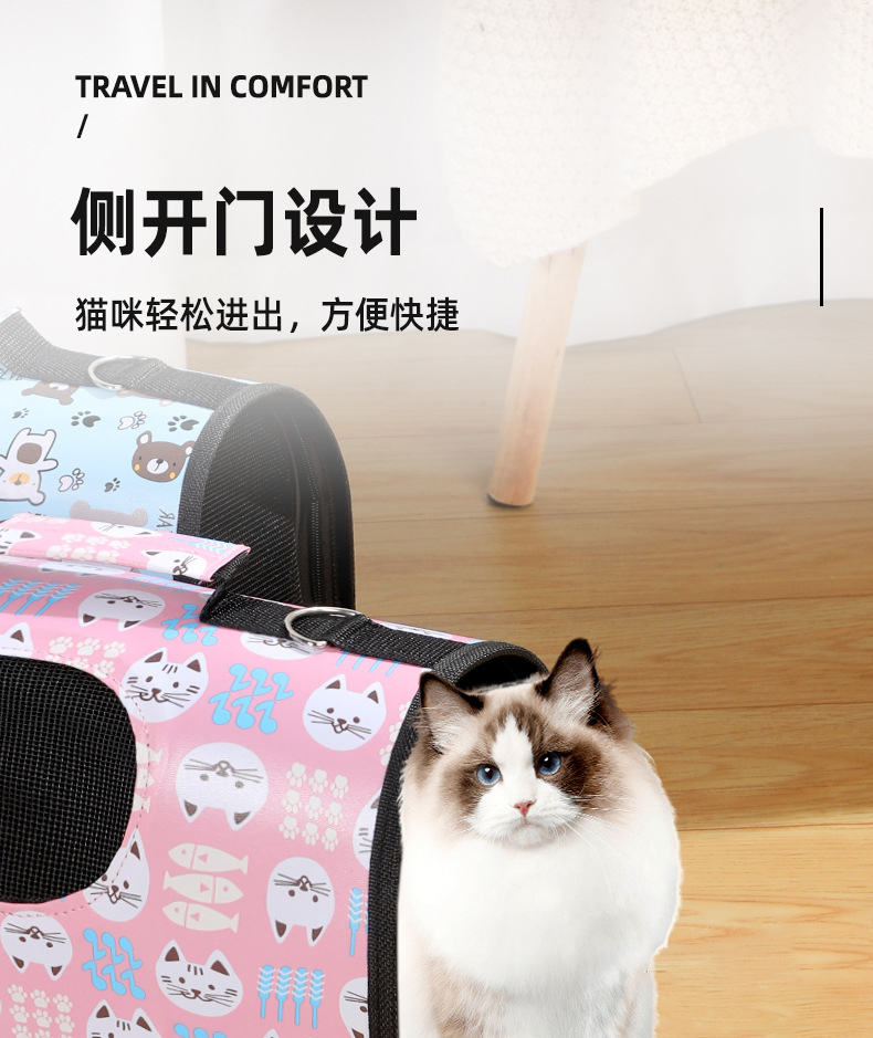 现货猫咪背包多色多图案宠物多功能牛津布便携式外出手提包批发详情8
