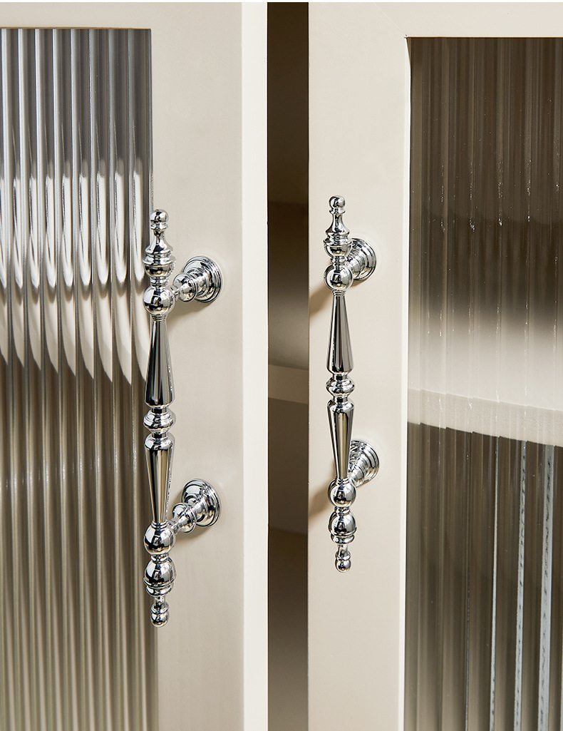 法式银色轻奢圆球黄铜抽屉长拉手现代简约北欧厨房橱柜衣柜门把手详情5