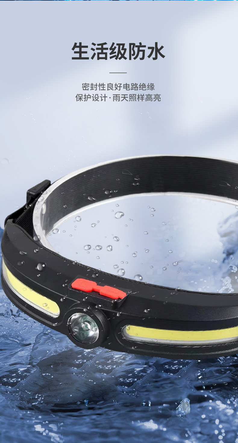 New cross-border multi-functional COB floodlight, led outdoor cycling, night running and night fishing light, USB charging strong bald light pic 10