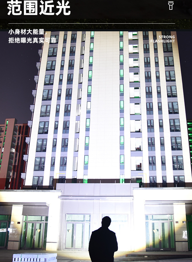 Cross-border multi-functional telescopic zoom electric display high-power strong light pen holder red and blue flashing warning tape side light flashlight pic 11