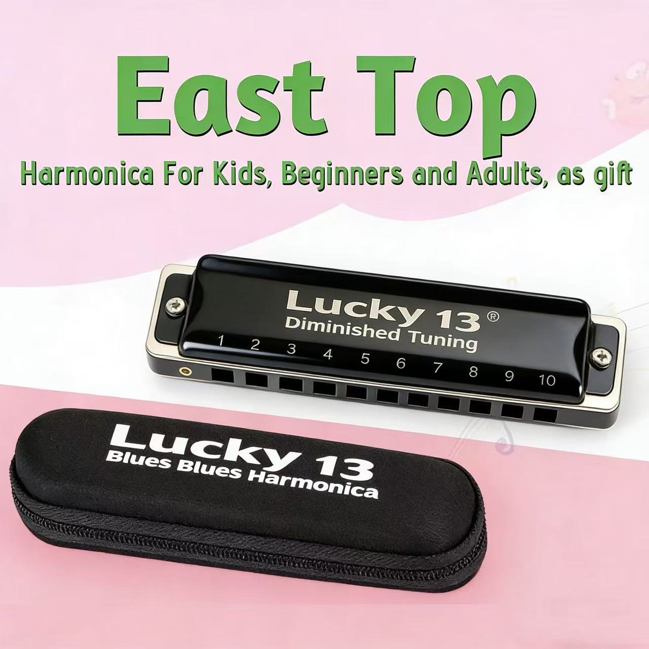 简约东方鼎LUCKY13孔十三孔布鲁斯口琴蓝调 调音专业演奏批发详情1