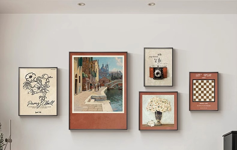 北欧文艺客厅沙发背景墙装饰画小众复古组合挂画轻奢高档过道壁画详情31