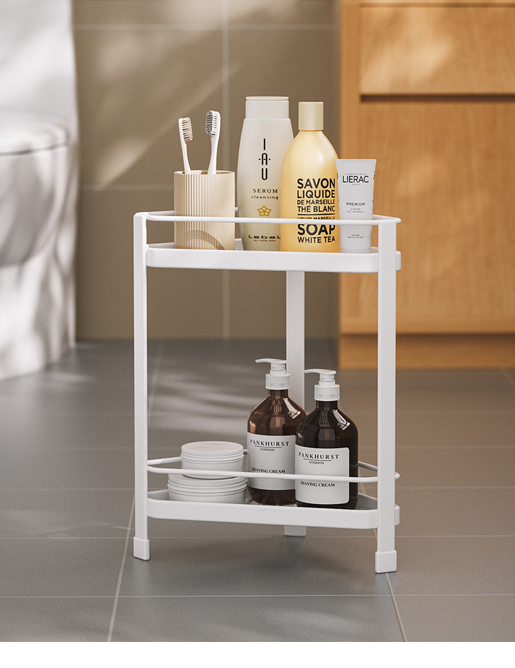 Cross-border exclusive bathroom shelving, non-drilling floor-standing tripod storage rack, corner gap toilet shelving pic 5